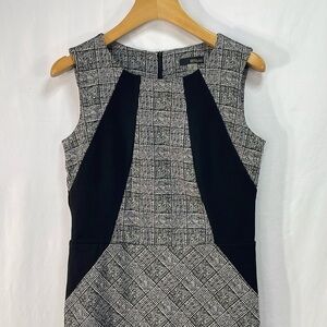 Renuar black and white glenn plaid knit sleeveless dress